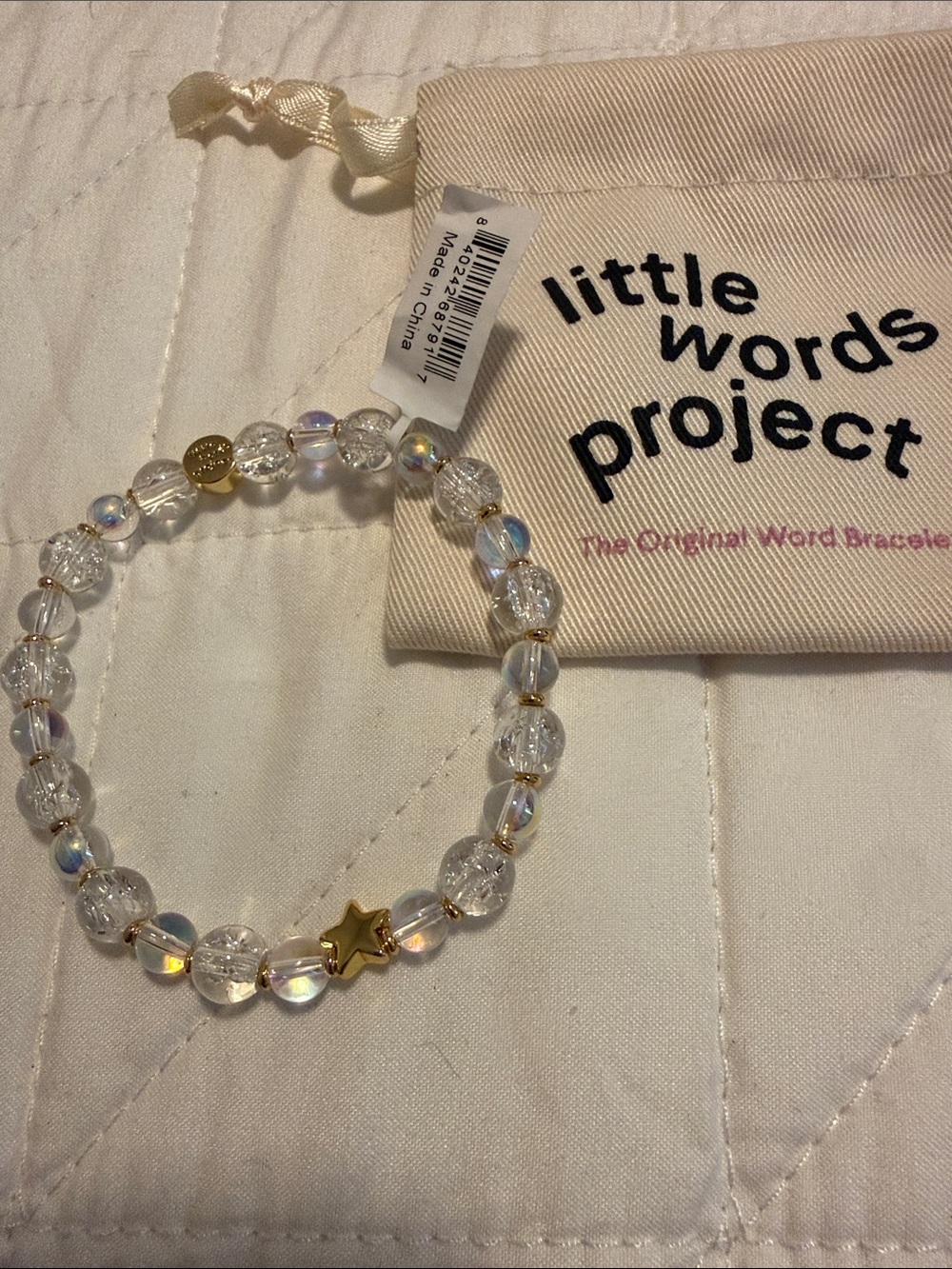 Little Words Project White, Iridescent and Gold Accessory Bracelet … size M/L